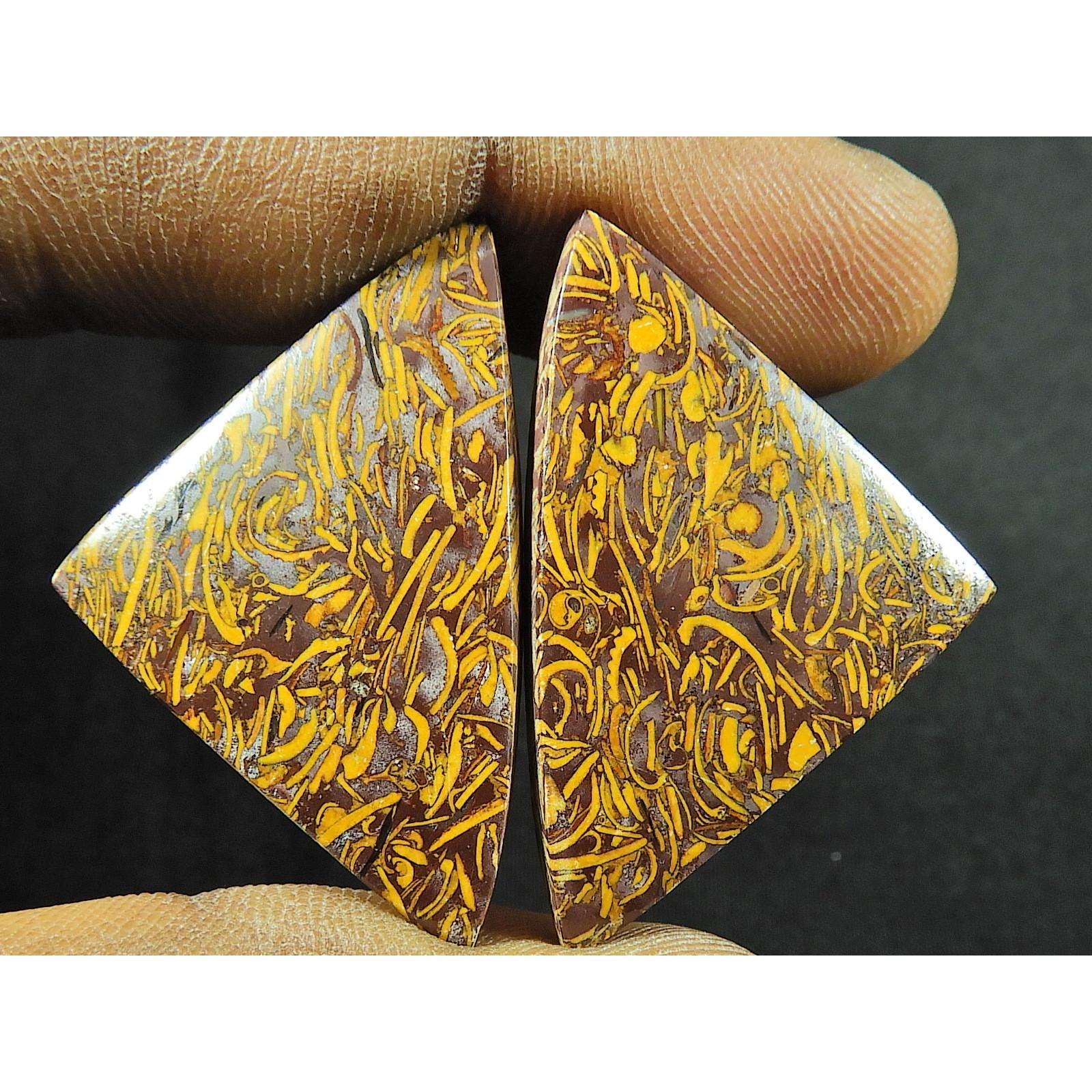 

13X35X03 MM Mariam Jasper Fancy Shape Matched Earring Pair Loose Gemstone SK-4687