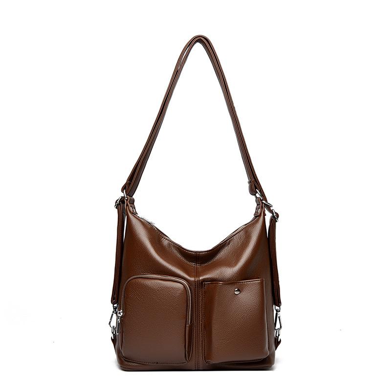 

Сумка кроссбоди из мягкой кожи в стиле ретро — это модная сумка на одно плечо для поездок на работу, простая и легкая. коричневый