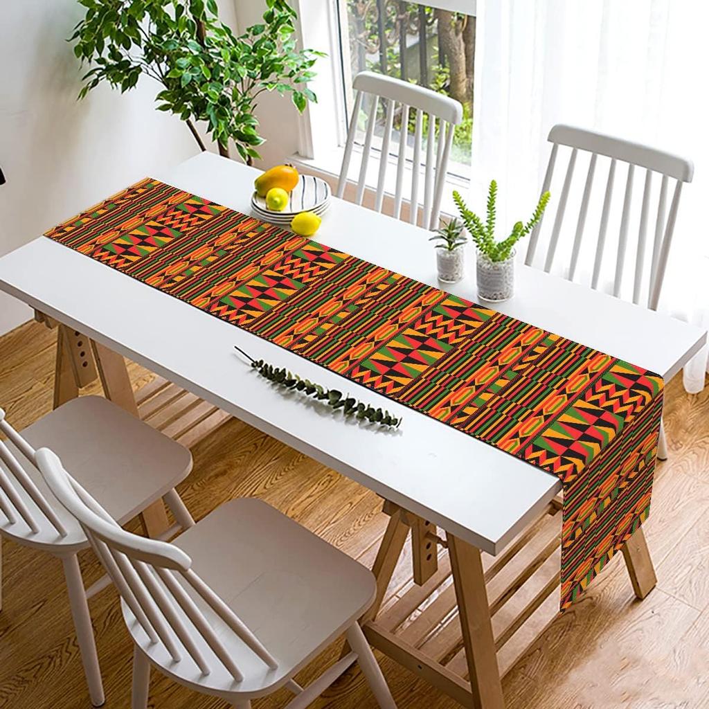 Nepnuser Kwanzaa n Kente Table Runner Juneteenth Decorations n Trible National Holiday Party Supply Home Kitchen Decor 72Inches Long