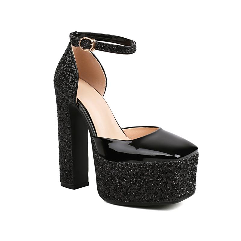 

Модные женские новые квадратные повязки на голову и клубные сексуальные повязки на голову с пряжкой, сандалии на толстой подошве 33 чёрный