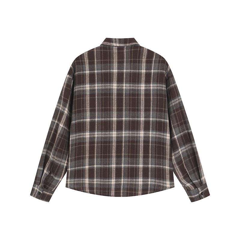Autumn Men'S Plaid Long Sleeve Shirt Hong Kong Style Men'S Casual Loose Lapel Shirt