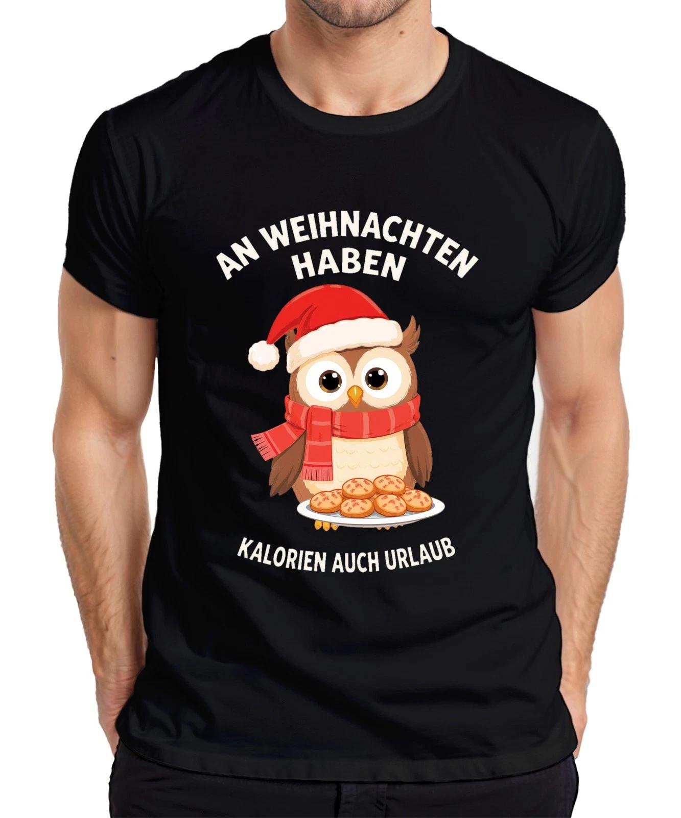 Kalorien haben Urlaub an Weihnachten Eule Kekse lustig Geschenk Herren T-Shirt XXXL