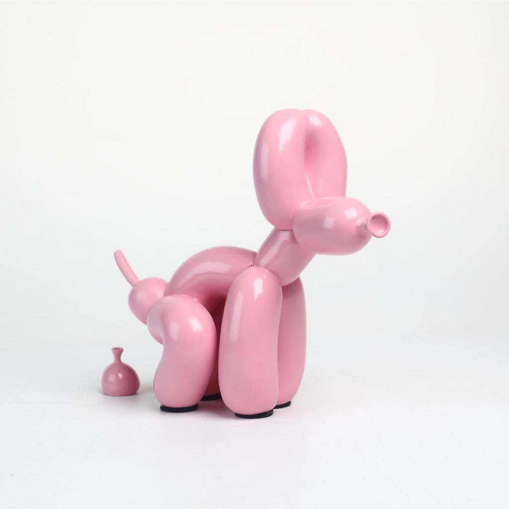 Shiny Balloon Dog Poop Art Statue: Cute Animal Sculpture for Home Decor