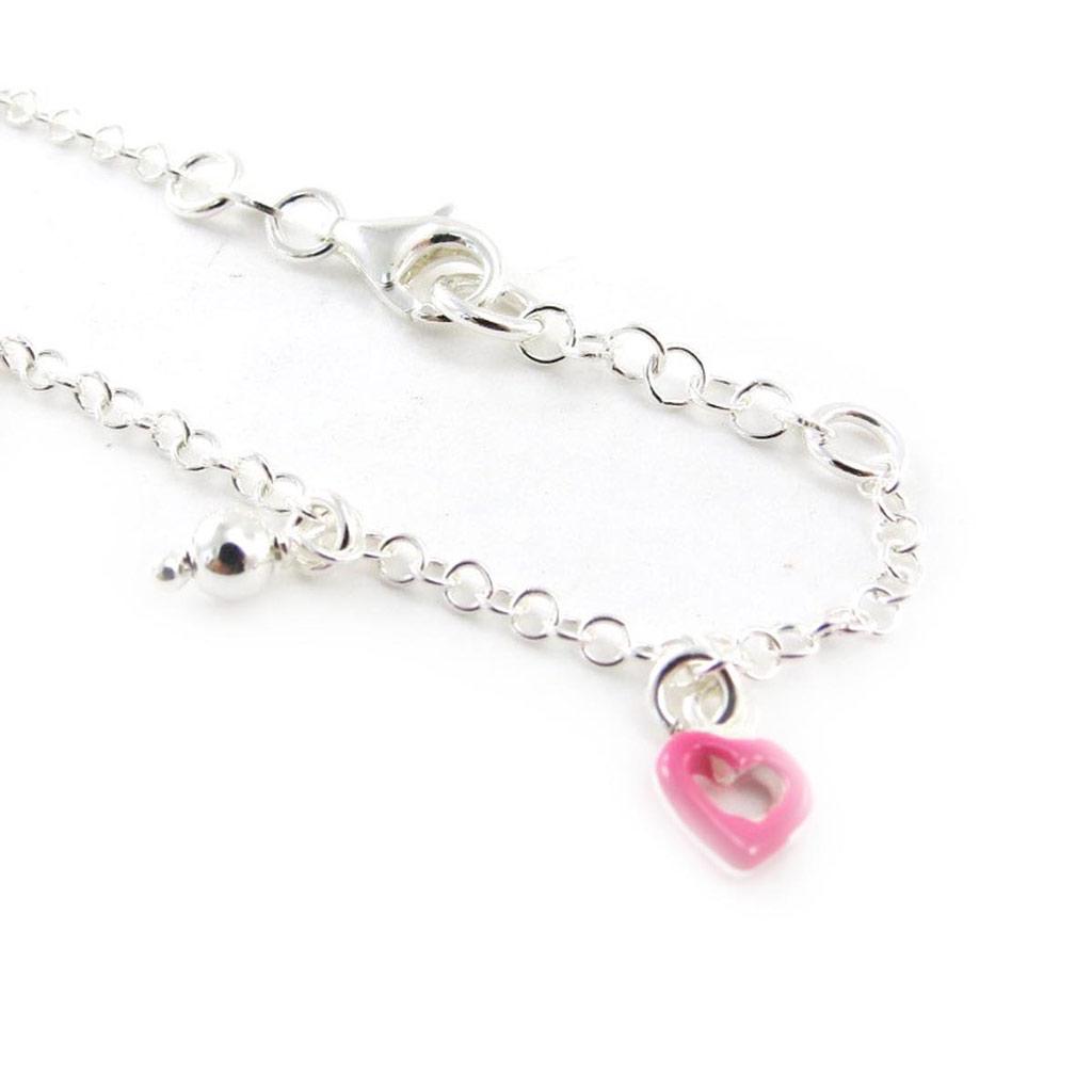Les Trésors De Lily [J2084] - Bracelet Argent 'Ronde du Bonheur' coeurs rose