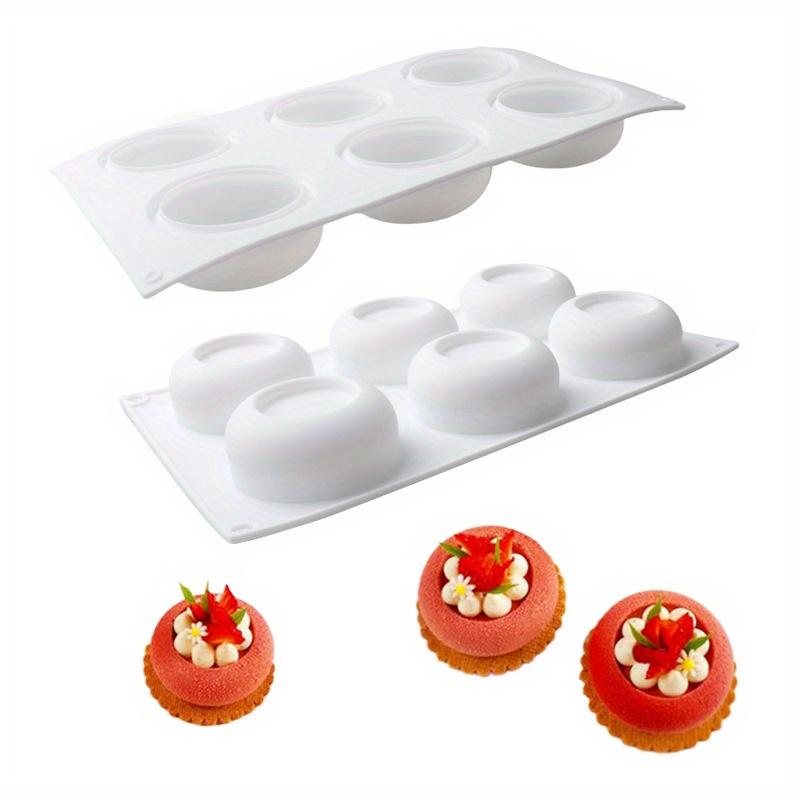 Silicone Mousse Mold 6-Cavity Silicone Mousse Mold 1pc Concave Circle French Dessert Cake Chocolate Jello Baking Mold