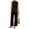 Women Sleeveless Tank Top and Wide Leg Pants Two Piece Set Casual Loose Fit Lounge Wear Suitable for Travel Vacation and Home Relaxation