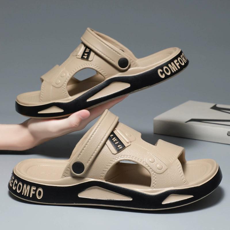 Strandsandalen Sommer Dual-Use Herrensandalen und Hausschuhe Atmungsaktive wasserdichte Hausschuhe Herren-Ausflugs-Flip-Flops 38-39 khaki