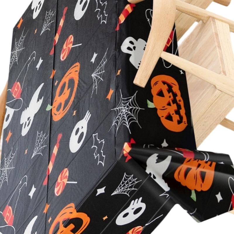 Horror Pumpkin Pattern Plastic Table Covers 6Pcs Waterproof Easy Cleaning Party Table Covers For Halloween Parties