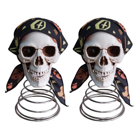 Pirate Skull Tree Topper Halloween Spooky Skeleton Treetop Ornament Resin Human Skull Decoration for Halloween Christmas Party Decor