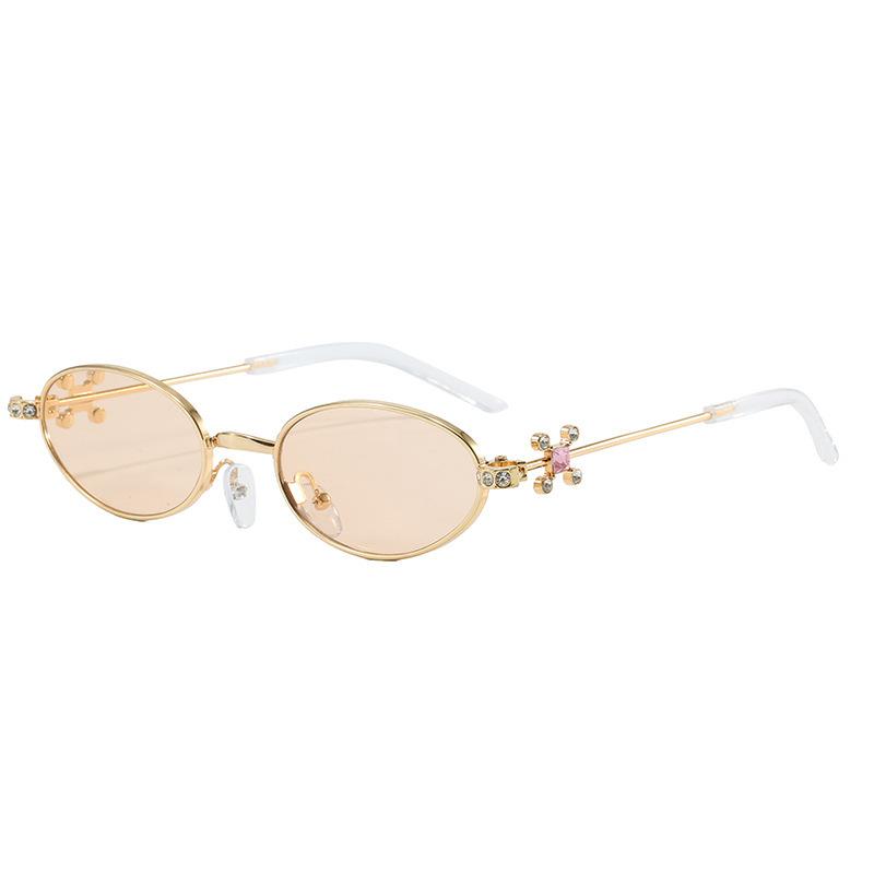 Hot-selling new anti-blue glasses ultra-light metal high-end sense diamond-encrusted jennie glasses frame women