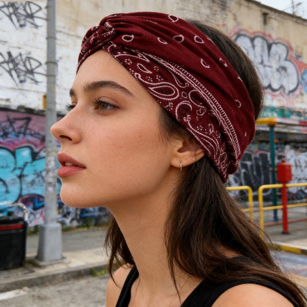 

Women’s Boho Twisted Wide Headbands, Thick Soft Turban Headband for Workout and Daily Wear чёрный