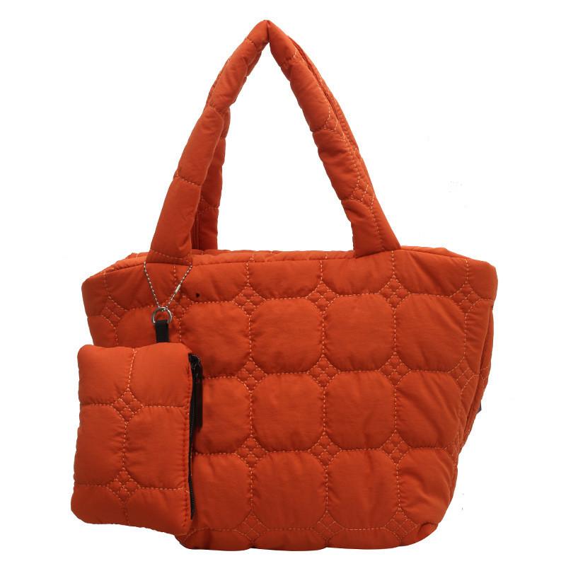Ielgy Fashion Casual Large-Capacity Korean Version Cotton-padded Bag Simple Shoulder Tote Bag