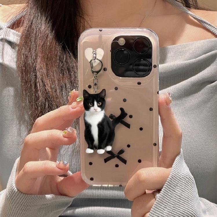 4Piece Set Fashionable Cat Keychain Collection Acrylic Charm Portable Key Accessory with Cat Pattern for Various Ages