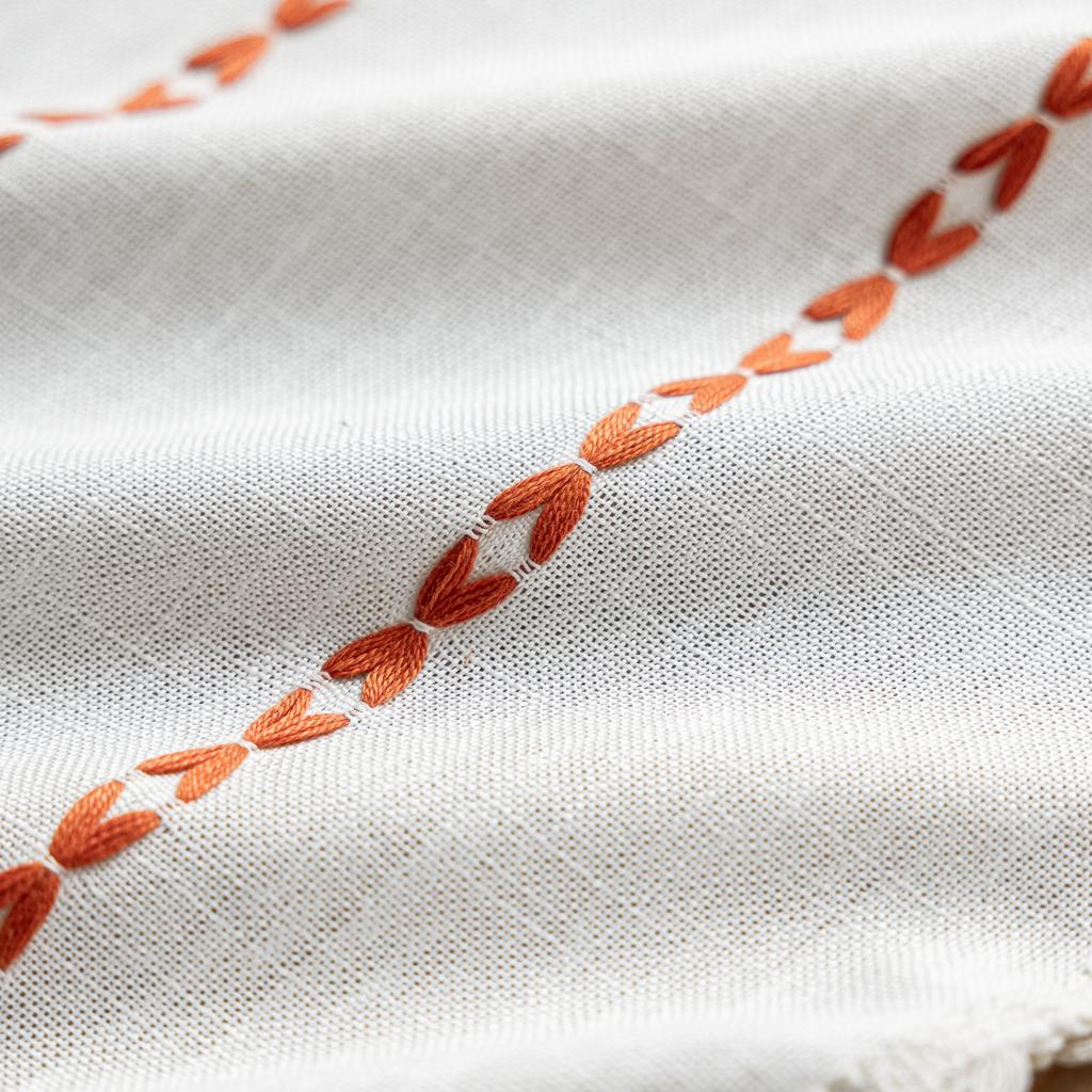 Embroidered Stripes White Partition Bedroom Decoration Bohemian Semi-Blackout Finished Curtains