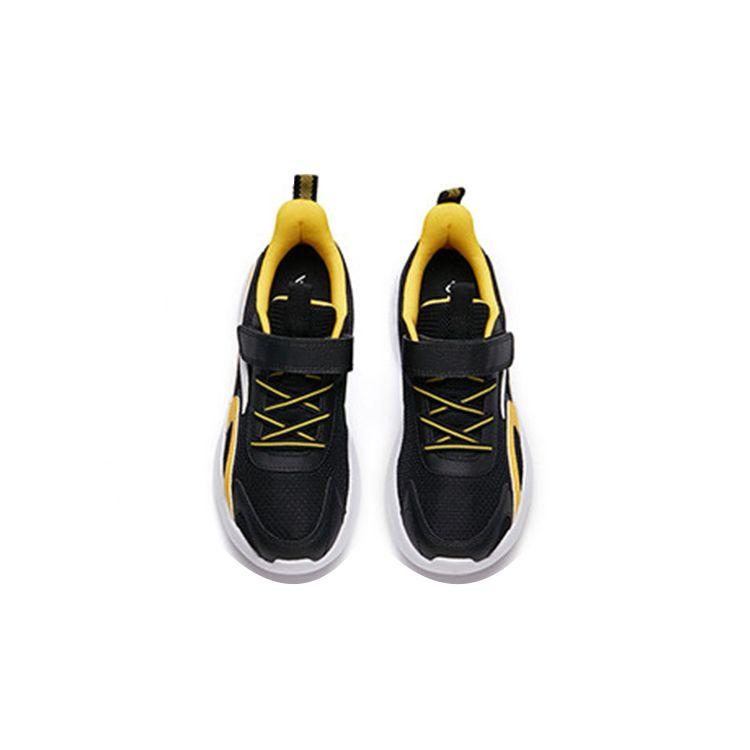 Anta Mesh Velcro Running Shoes Kids Sneakers Black Yellow White A312135568-3