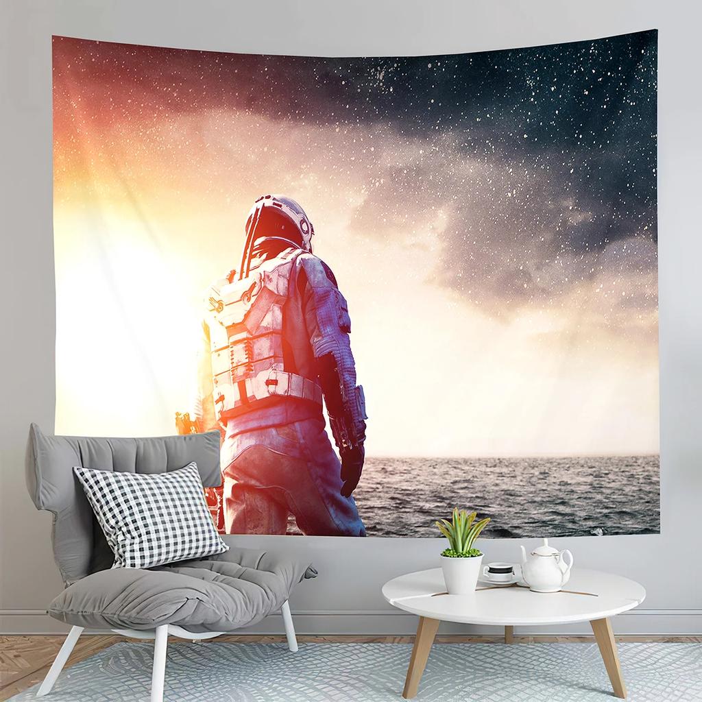 Funny Astronaut Tapestry Outer Space Tapestry Hold Up The Moon Tapestry Home Living Room Bedroom Dorm Wall Hanging Decor Blanket