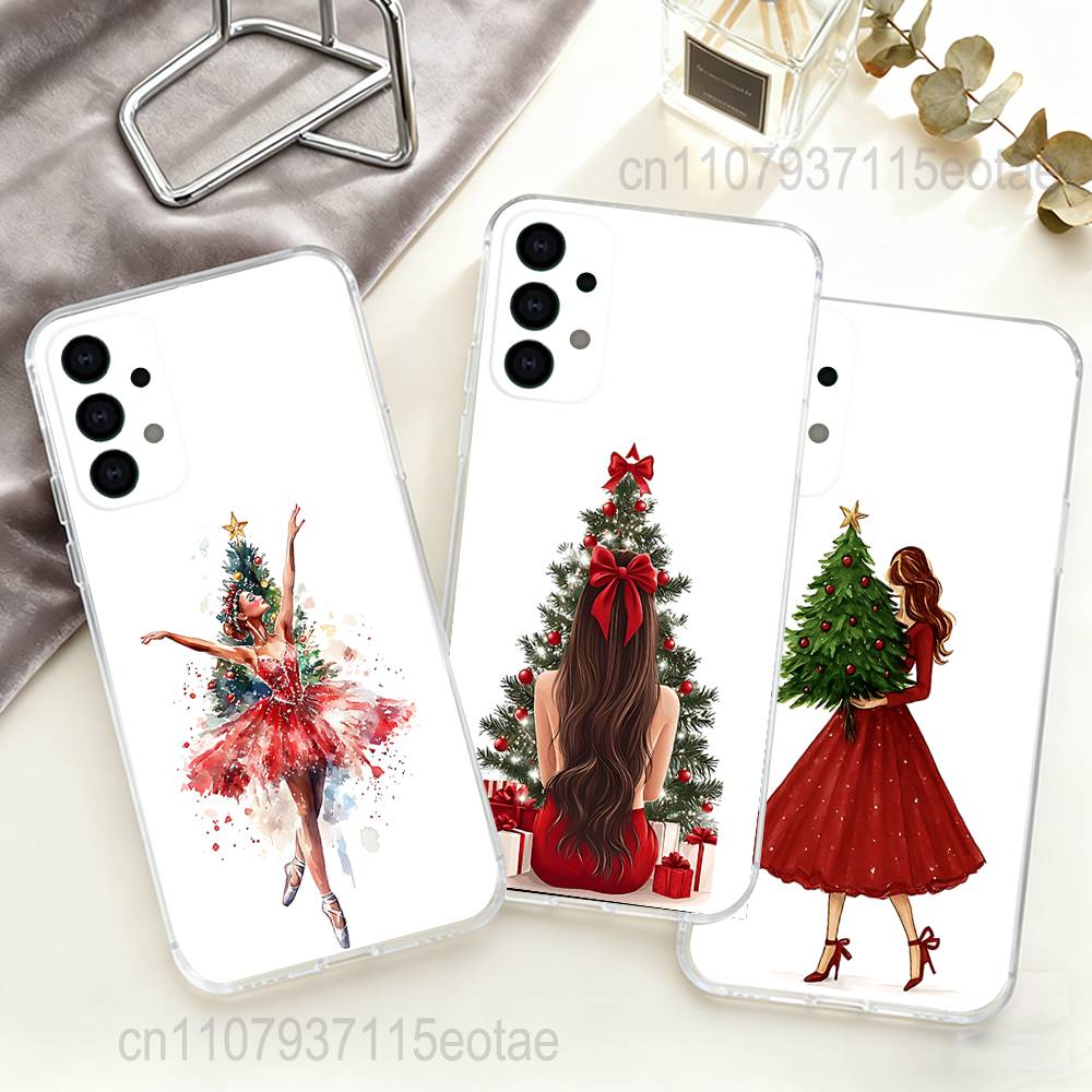 Christmas Tree Girl GiftS Clear Case Suitable for Samsung S30,S25,S24,S23,S21,S22,S20,S10,5G,FE,lite,PIus,Ultra Transparent