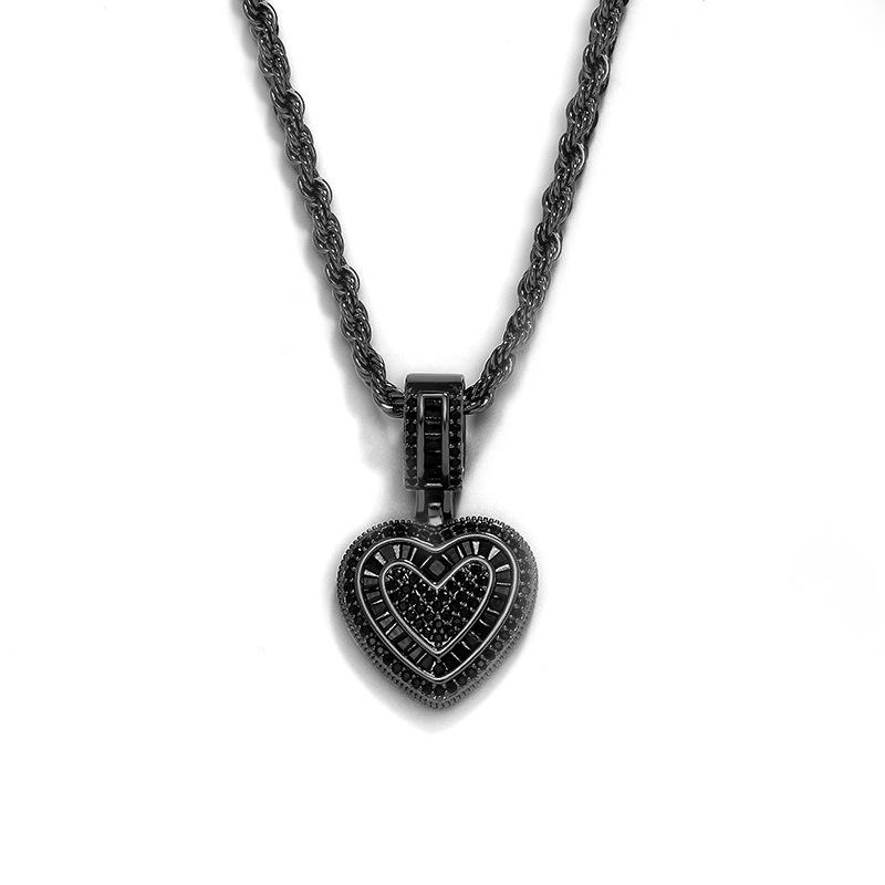 YYN European American Niche Gold-Plated Heart Zircon Hip-Hop Rope Chain Sweater Necklace for Women