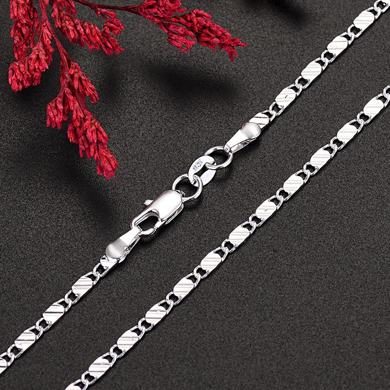 European American Style Silver-Plated Carved Copper Chain Necklace for Men & Women, 16-30 Inches, Available Now