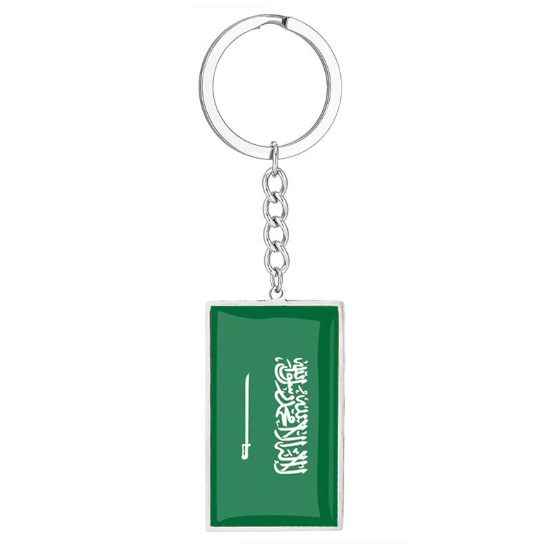 Stainless Steel Epoxy Canada Australia Flag Keychains Rectangle National Flag Pendant Car Key Chain