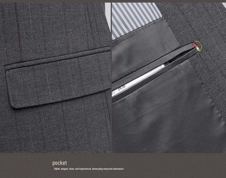 2026 Premium Men's Slim Fit Stripe Suit Set for Business, Wedding, and Formal Wear
