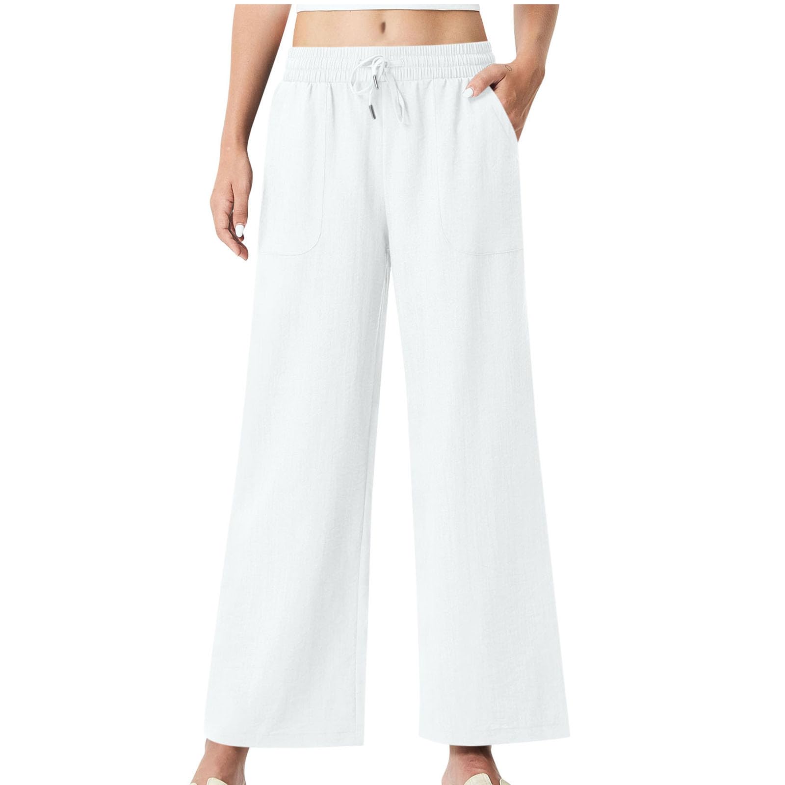 

Women s Fashion High-Waisted Wide-Leg Casual Pants XL білий
