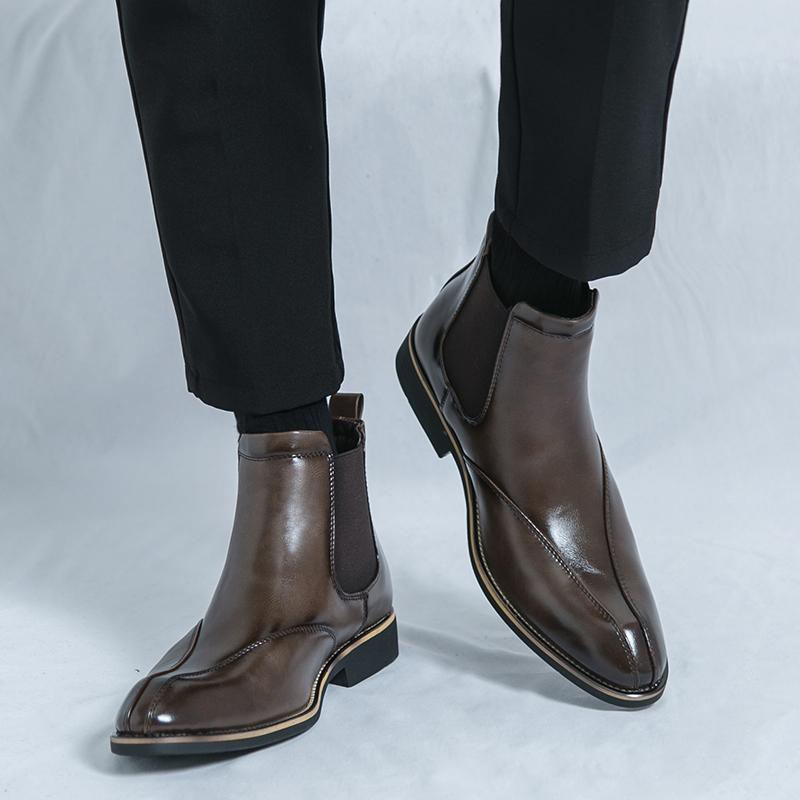 New Winter Fashion High Tops Chelsea Slip On Ankle Boots Black Men's Casual Luxury Brand Designer High-top Shoes Zapatos Hombre