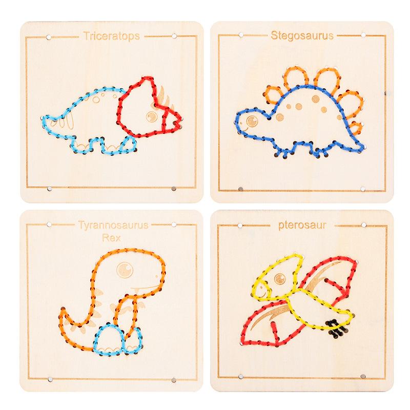 Kinder Stickfaden Einfädelspiel Montessori Spielzeug DIY Material Einfädelbrett Pädagogisches Feinmotorik Trainingsspielzeug Mädchen