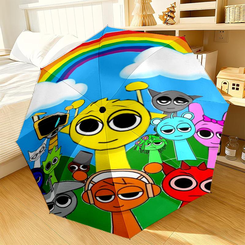 Colorful Sprun-ki Robot Party Umbrella 8-Frame for Travel, camping, Casual Lightweight Portable Umbrella, Essential for every family Holidays Gift