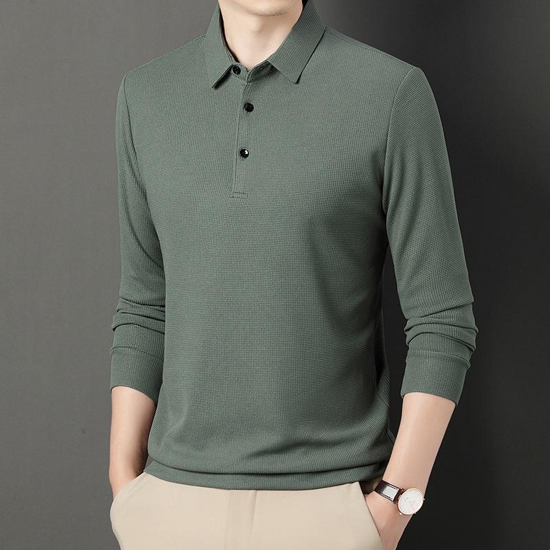 Men’s Waffle Knit Long Sleeve Polo Shirt