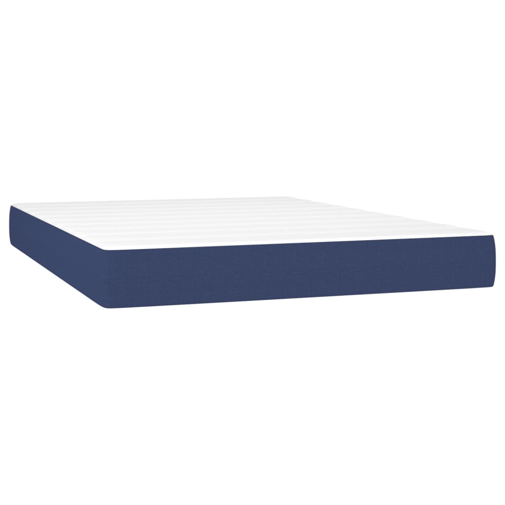 Box Spring Bed with Mattress Blue 140 x 190 cm Fabric