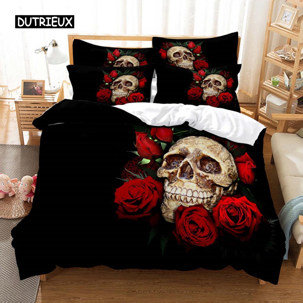 Povlečení červená růže Povlak na přikrývku/přikrývku Pouzdro na polštář 3D HD Double Full King Queen Twin Single 3/2KS Polyester Povlak na přikrývku
