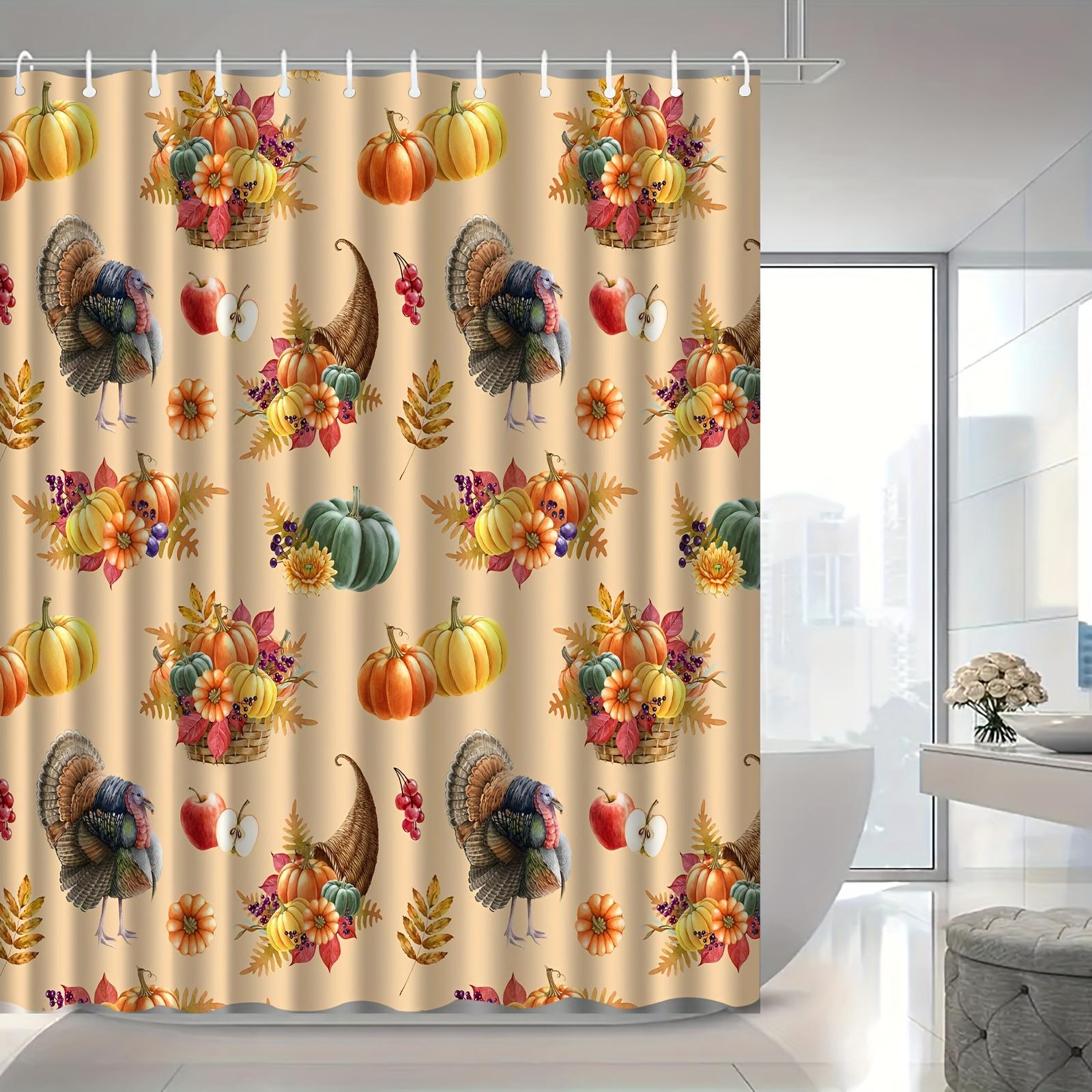 Осенняя разноцветная тыквенная цветочная птичья шторка для душа, элегантная и непромокаемая, полиэстер, стирается в машине, яркий осенний декор W90xH180cm