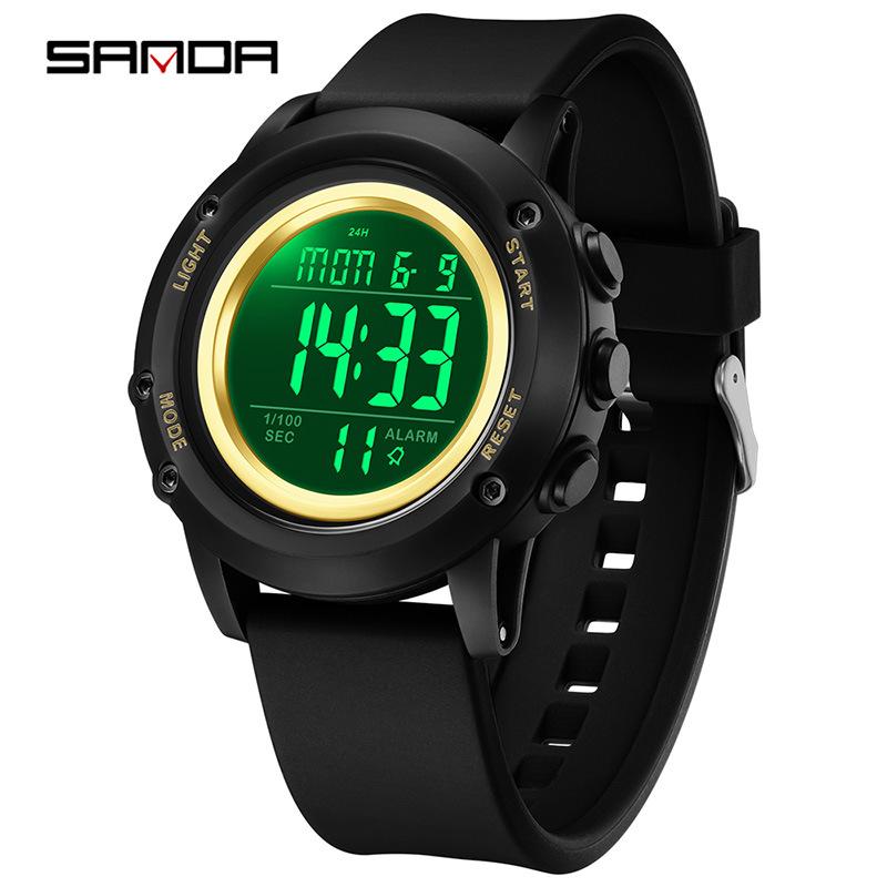 Sanda Wasserdichte Leuchtende Sport-Armbanduhr für Herren - Einfache Multifunktionale Elektronische Uhr