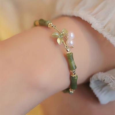 Leichtes Luxus-Bambus-Gelenkperlenarmband für Frauen im Vintage-Stil im chinesischen Stil, Quasten-Charme-Armband, Schmuck, Zubehör, Geschenke