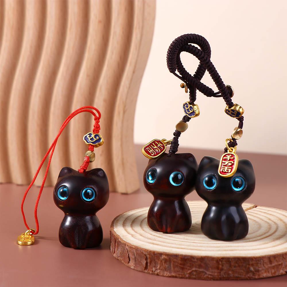 Pendant Phone Charm Wooden Cat Keychain Mobile Phone Lanyard Mobile Phone Chain Mobile Phone Strap