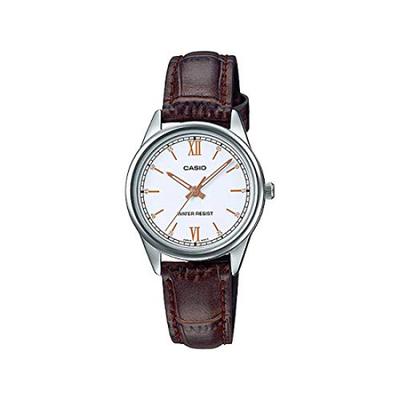 Standard Watch Cheap Leather Ladies' LTP-V005L-7B3 (Kids/Girls' Watch, Casio, Analog, White/Brown Strap)