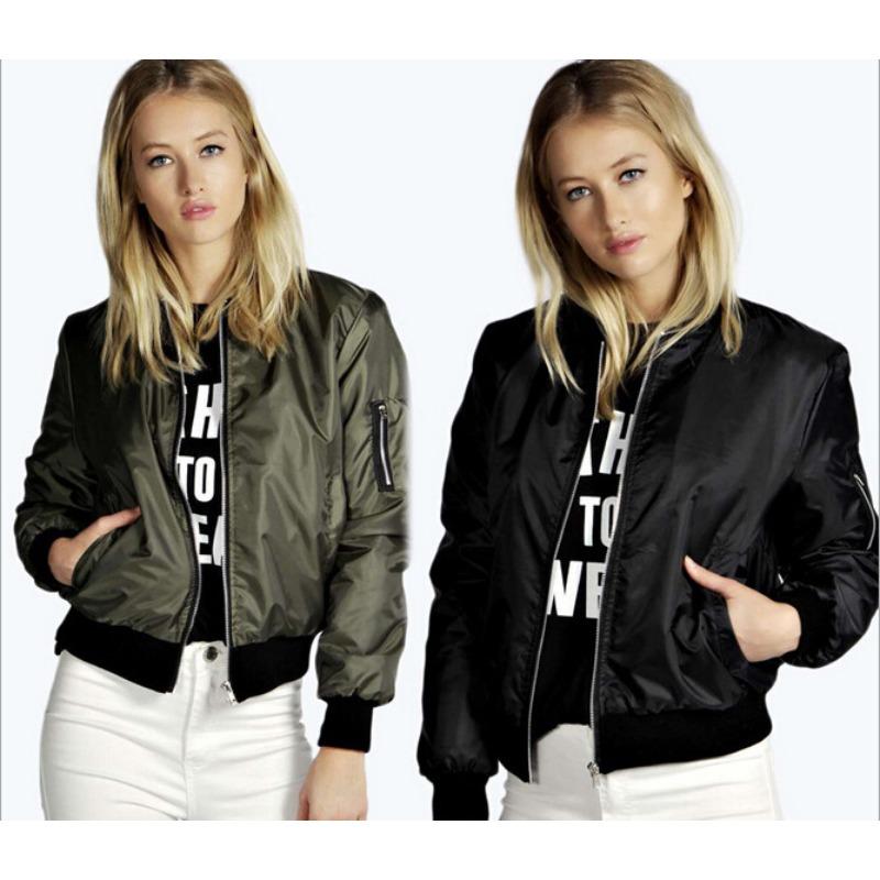 Spring Autumn Women Jackets Fashion Basic Bomber Jacket Streetwear Long Sleeve Coat Solid Color Casual Outerwear