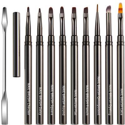 Justit Gel Nail Brush Set for Includes Nylon and Perfect for Gel Set, 10-Piece Beginners, Caps, High-Quality Fiber, Nails.