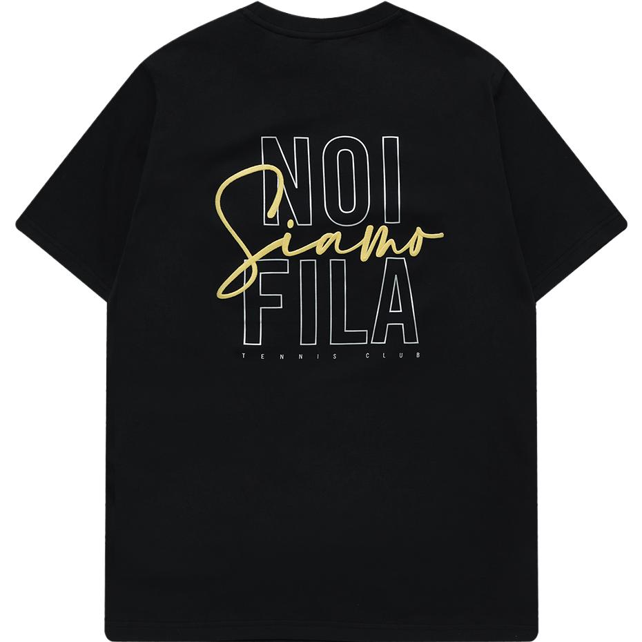 Fila Fusion Letter Logo Printed Casual Sports Round Neck American Vintage Short Sleeve T-Shirt Men Tops Deep-Black T11M323106F-BK
