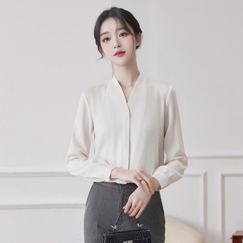 Trolman Women's V-Neck Long Sleeve Chiffon Blouse