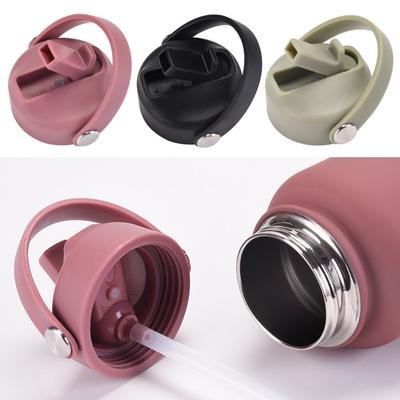 PP Plastic Cup Lid Wide Mouth Splash Spill Proof Vacuum Bottle Replacement Lid With Big Handle Straw Flip Lid Cap