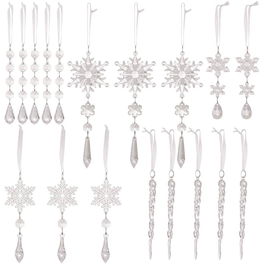 Christmas Acrylic Transparent Decorative Pendant, Christmas Tree Snowflake Decorative Pendant