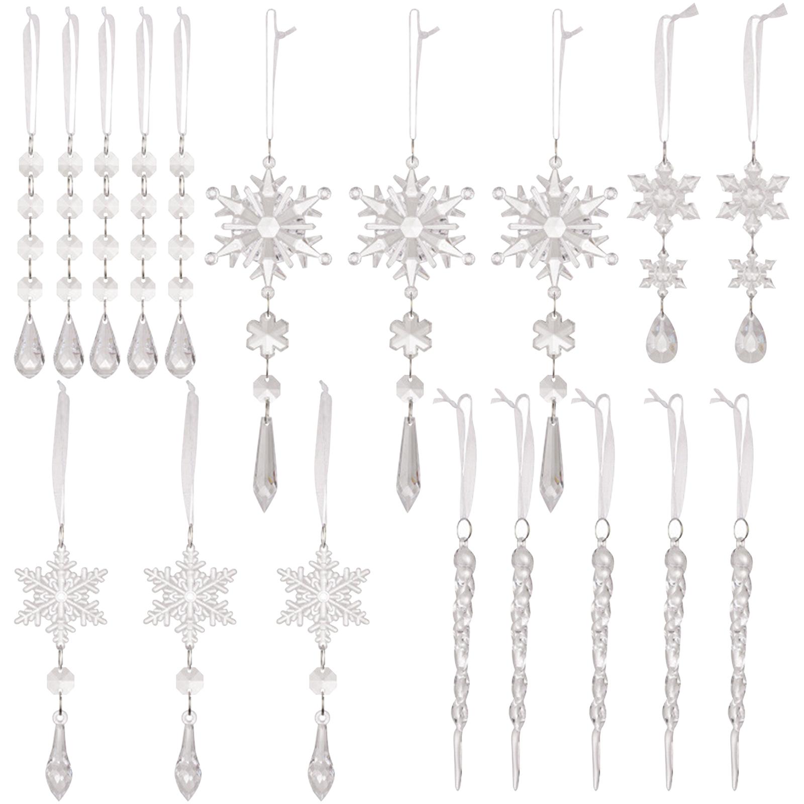 

Christmas Acrylic Transparent Decorative Pendant, Christmas Tree Snowflake Decorative Pendant One Size