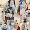 Blocked Simple Color Student Backpack With Transparent Compartment Badge Display