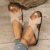 Retro Cross Band Flache Sandalen für Damen Schnallendekor Dicke Sohle Plateau-Slipper Frau 2025 Sommer Komfort Rutschfest Strandschuhe