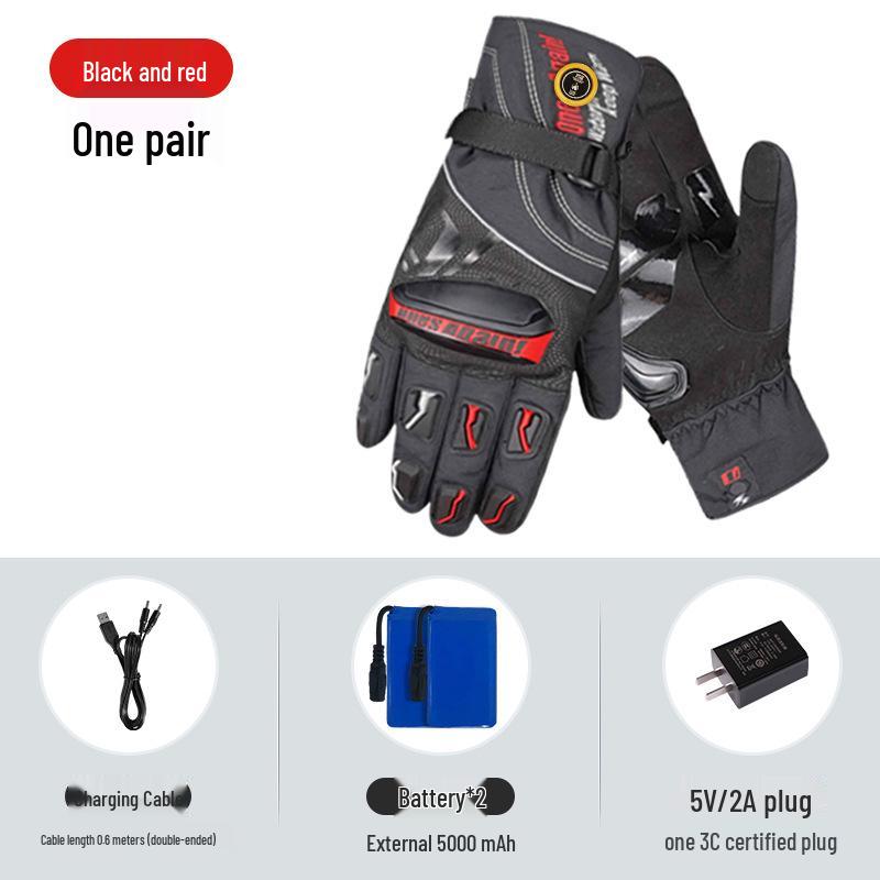 

Waterproof Heated Touchscreen Gloves for Motorcycle and Cycling – Windproof Winter Warmth for Men & Women XL чёрный/красный