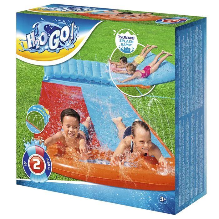 Wasserrutsche - BESTWAY - H2OGO! TSUNAMI SPLASH - 4,88m - Mehrfarbig - Zweispurig