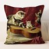 Oil Painting Cat Cat Picture Pillowcase Living Room Sofa Cushion Cover Bedside Pillow Pillowcase Home Decoration