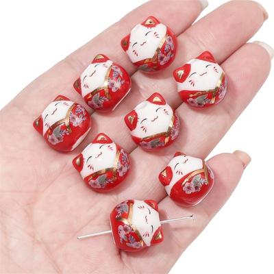 Kitty Maneki-neko Beads Cat DIY Jewelry Accessory Fortune Cat Loose Spacer Beads  Jewelry Making